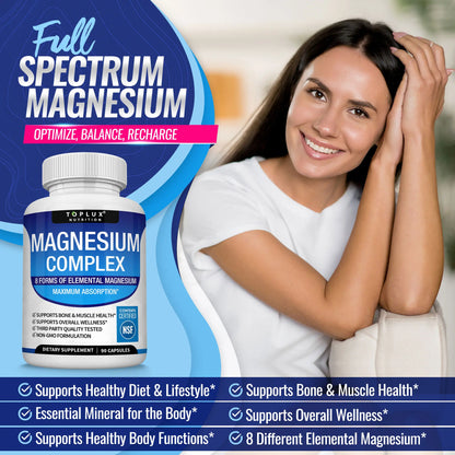 Unlock Restful Sleep with Toplux Magnesium Complex - 8 Essential Magnesium Forms for Optimal Health