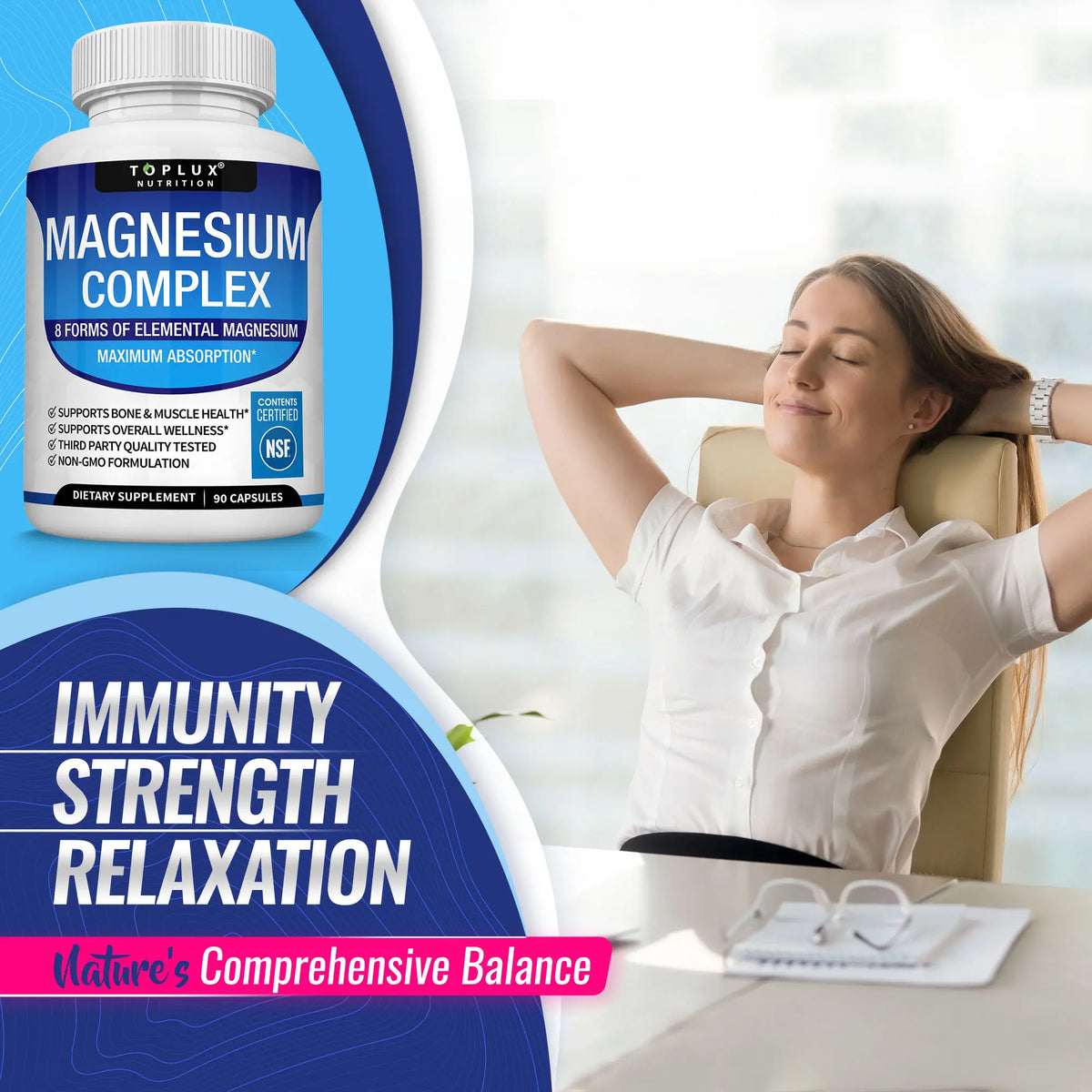 Unlock Restful Sleep with Toplux Magnesium Complex - 8 Essential Magnesium Forms for Optimal Health