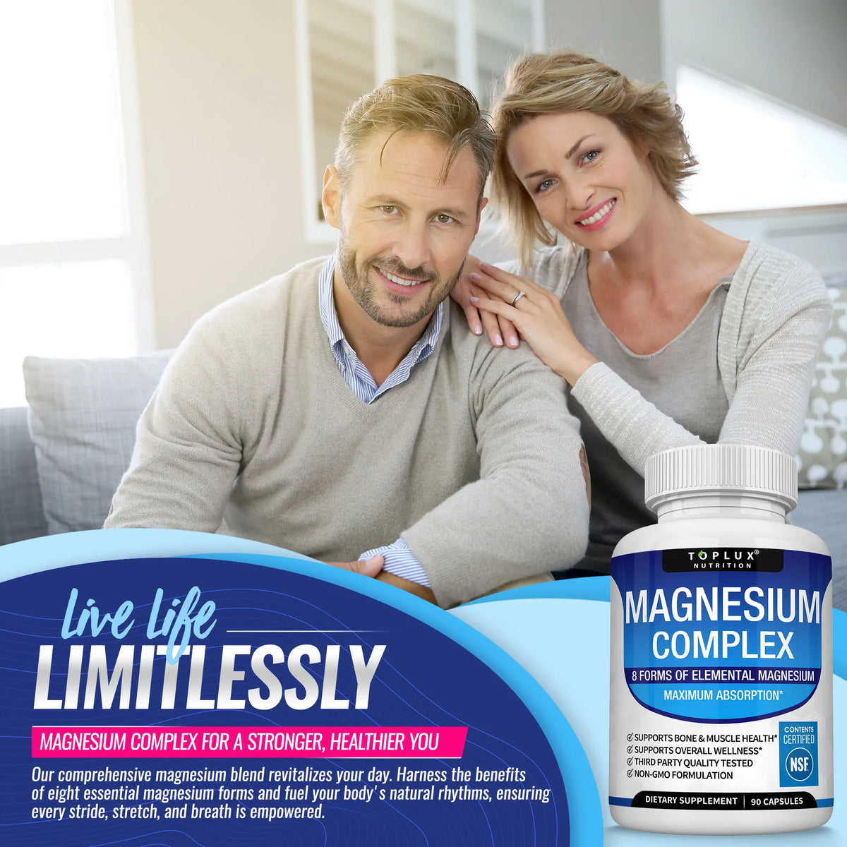 Unlock Restful Sleep with Toplux Magnesium Complex - 8 Essential Magnesium Forms for Optimal Health